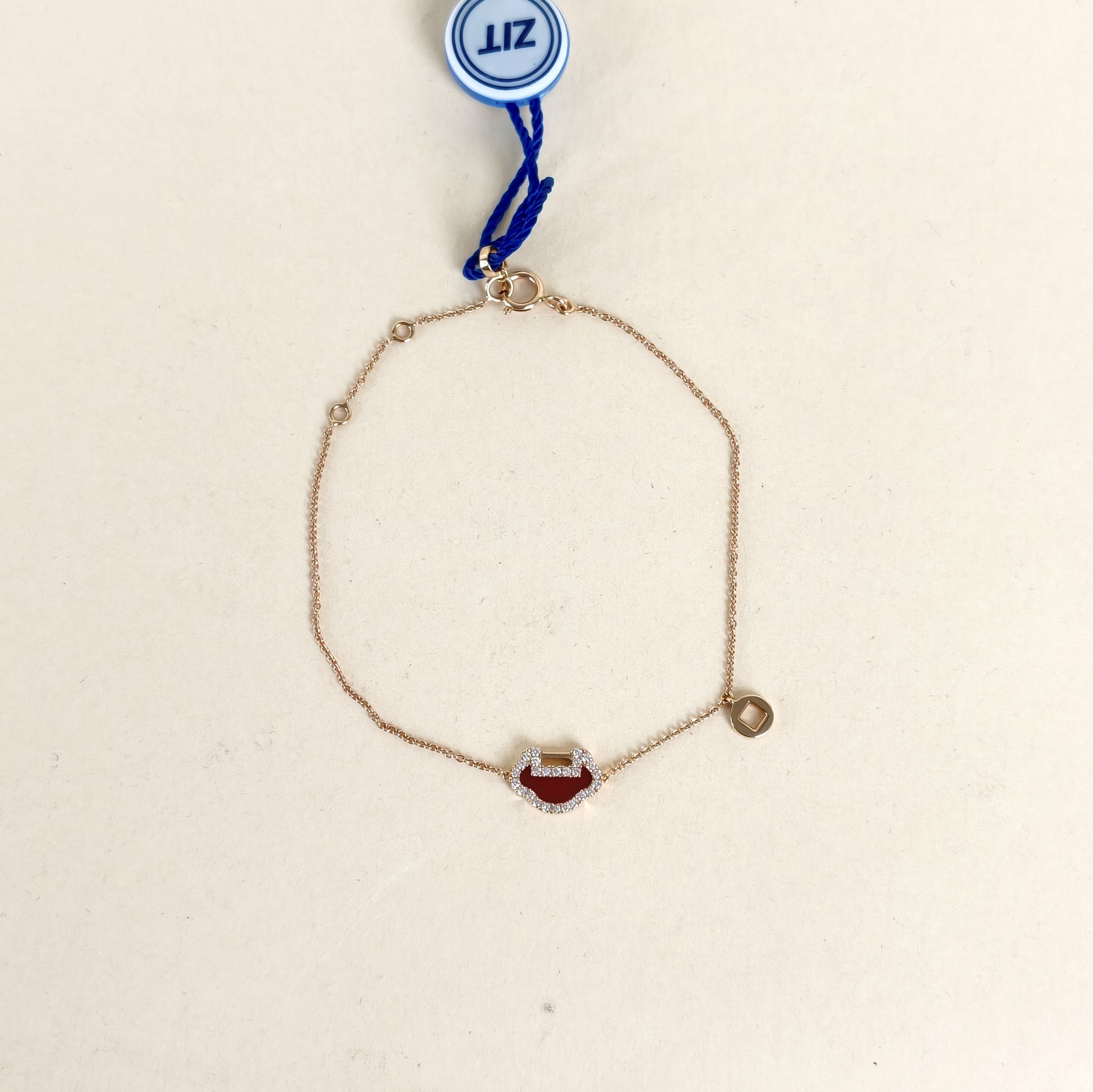 Qeelin Bracelet Yu Yi Collection Bracelet Red Agate Diamond 18KR ose Gold 10.2*7.5㎜ 15-18㎝