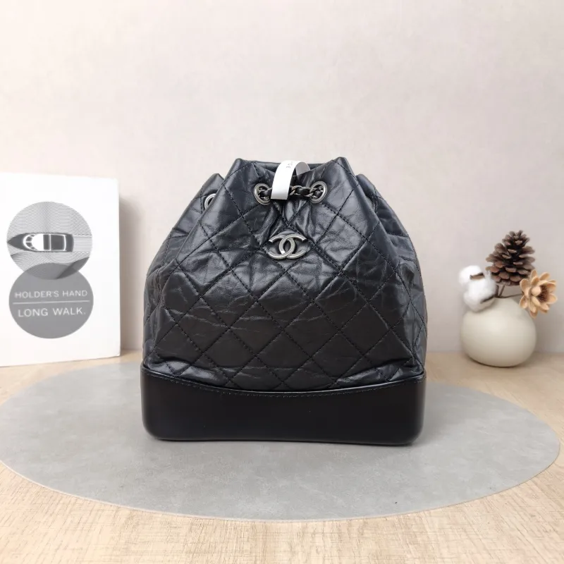 Chanel Backpack Gabrielle Backpack Black CC alfskin Small22.5 × 10.5 × 23 cm