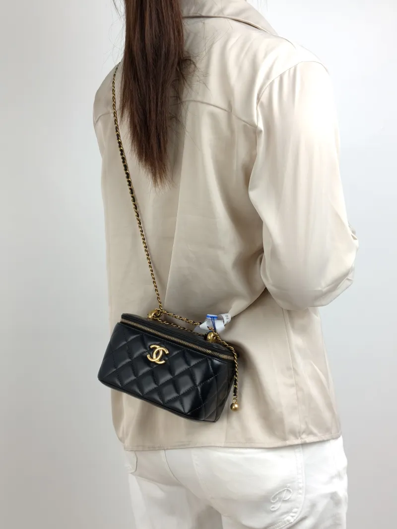 Chanel Crossbody Bag Black Calfskin One Size 16 × 8 × 9.5 cm — on-model view 2 of 2