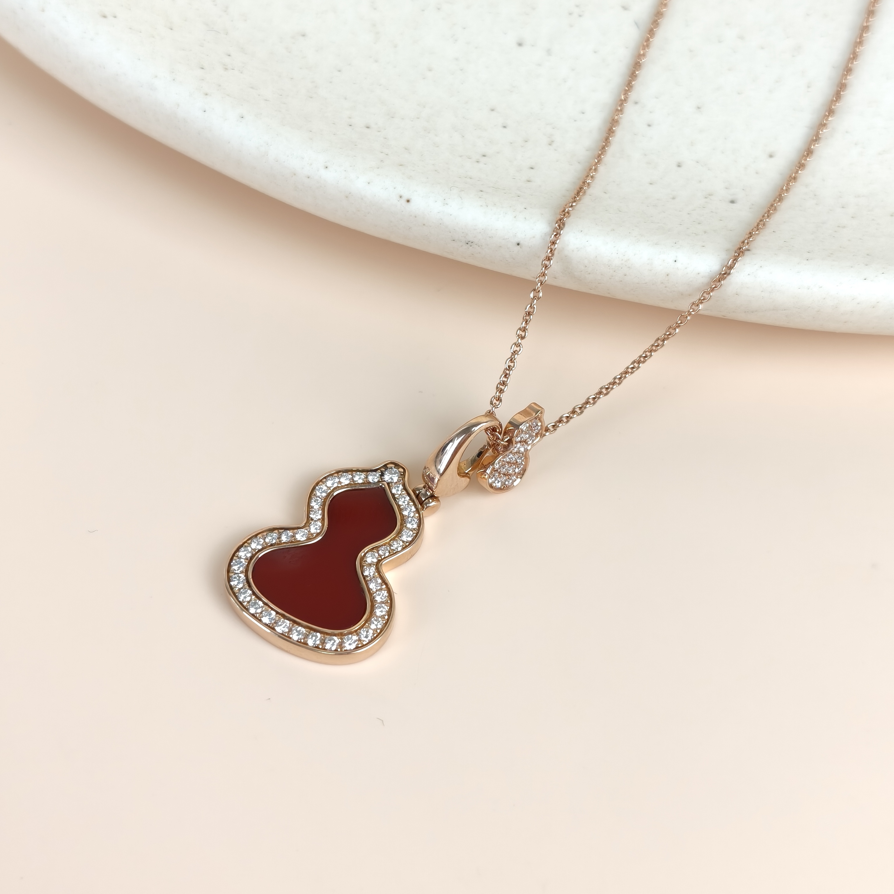 Qeelin Necklace Wulu Collection Necklace Red Agate Diamond18KR ose Gold One Size 1.9cm 41cm — cover view 7 of 8