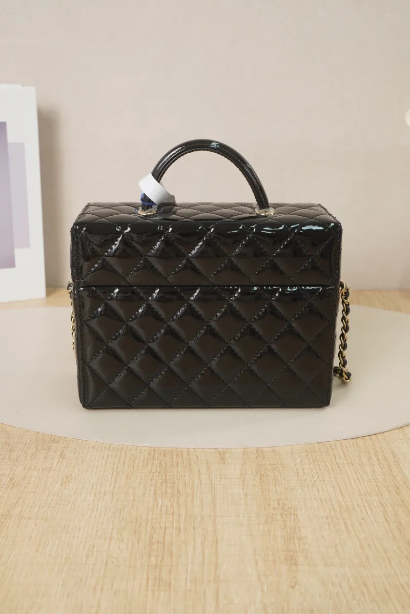 Chanel 25a Small Black Patent Leather Microchip Edition · 18 × 8 × 14.5 cm — cover view 3 of 7