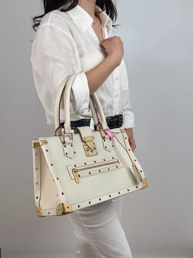 Louis Vuitton Top Handle Bag Suhali Vintage White Calfskin 36 × 12.5 × 22 cm — on-model view 2 of 2