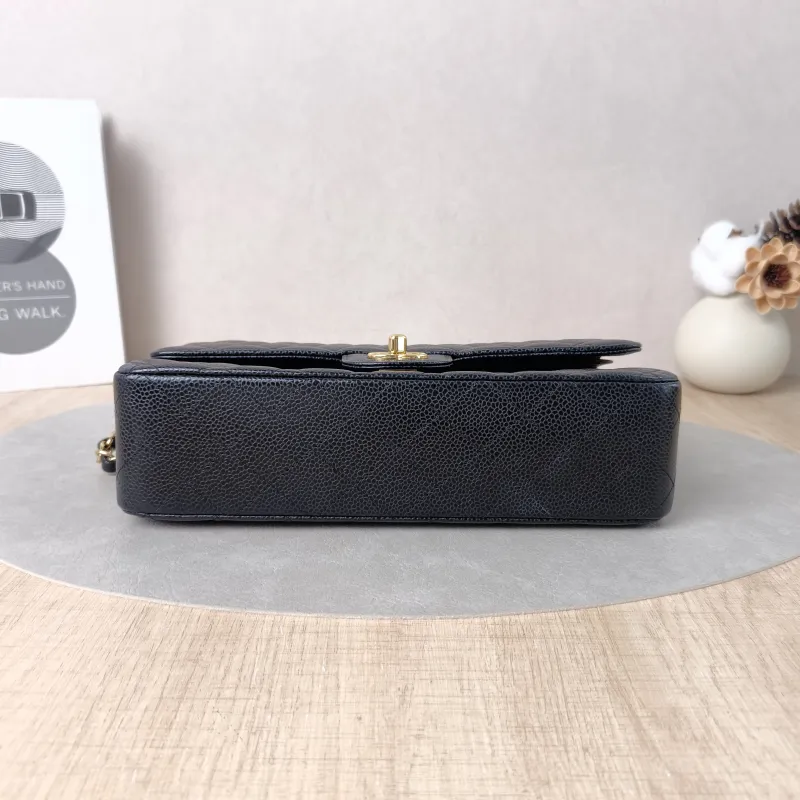 Chanel Crossbody Bag Classic Flap CF Black Grained Calfskin Medium 25.5 × 6.5 × 15.5 cm — cover view 6 of 7