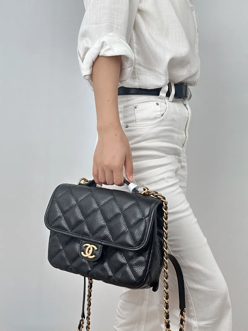 Chanel Backpack Backpack Black Grained Calfskin One Size24 × 5 × 17 cm — on-model view 3 of 3