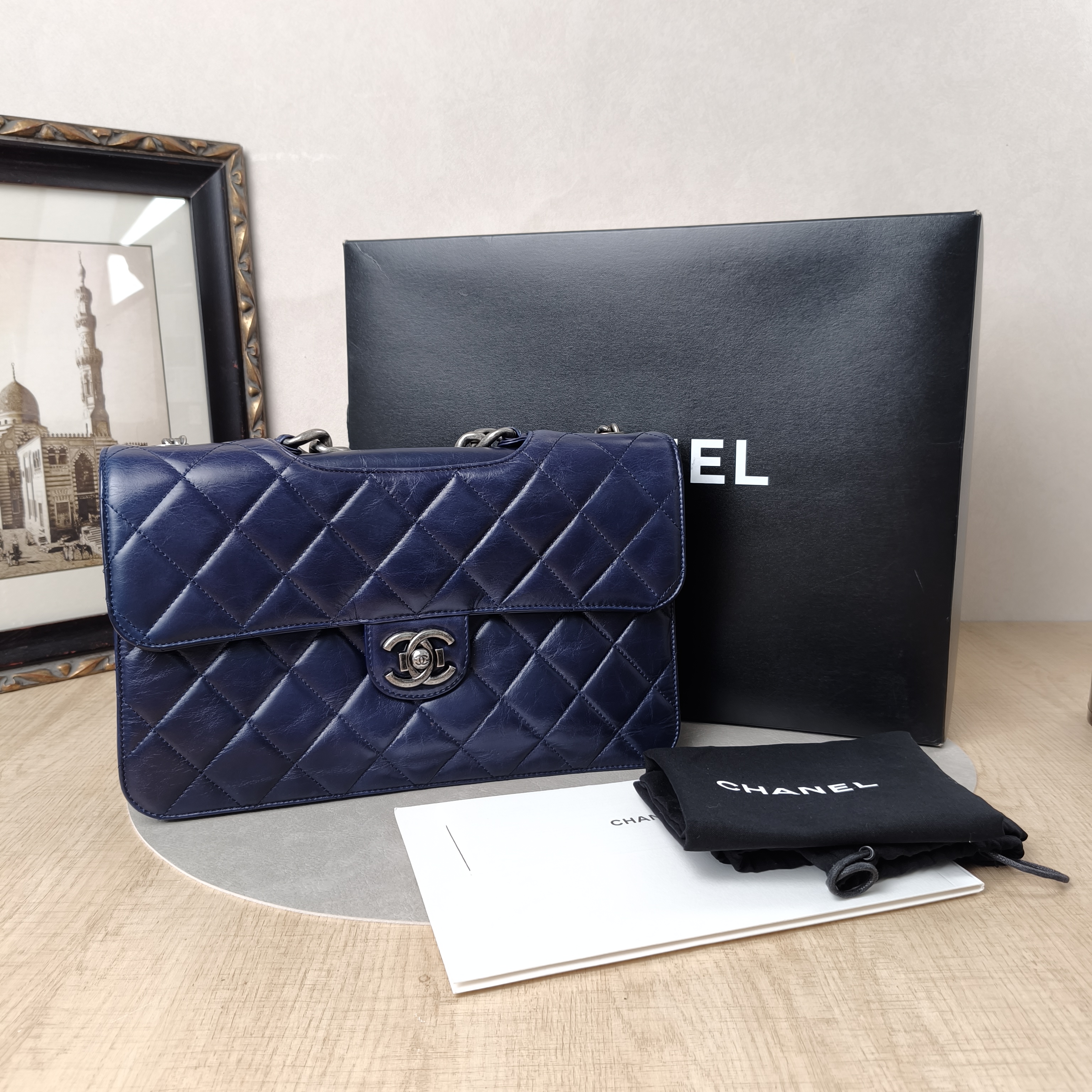 Chanel Crossbody Bagcf Collection Crossbody Bag Blue Calfskin Large30.5 × 5 × 20 cm — cover view 4 of 11