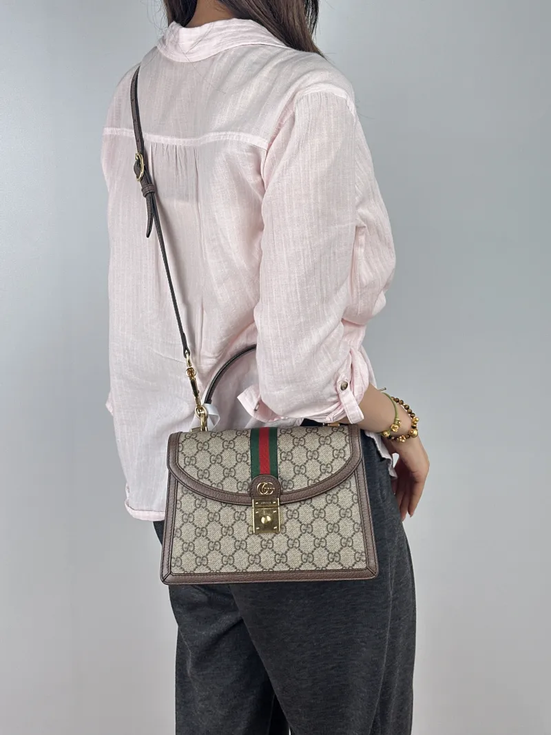 GUCCI Top Handle Bag Ophidia GG Messenger Bag Monogram PVC Medium25 × 7 × 17.5 cm — on-model view 1 of 2