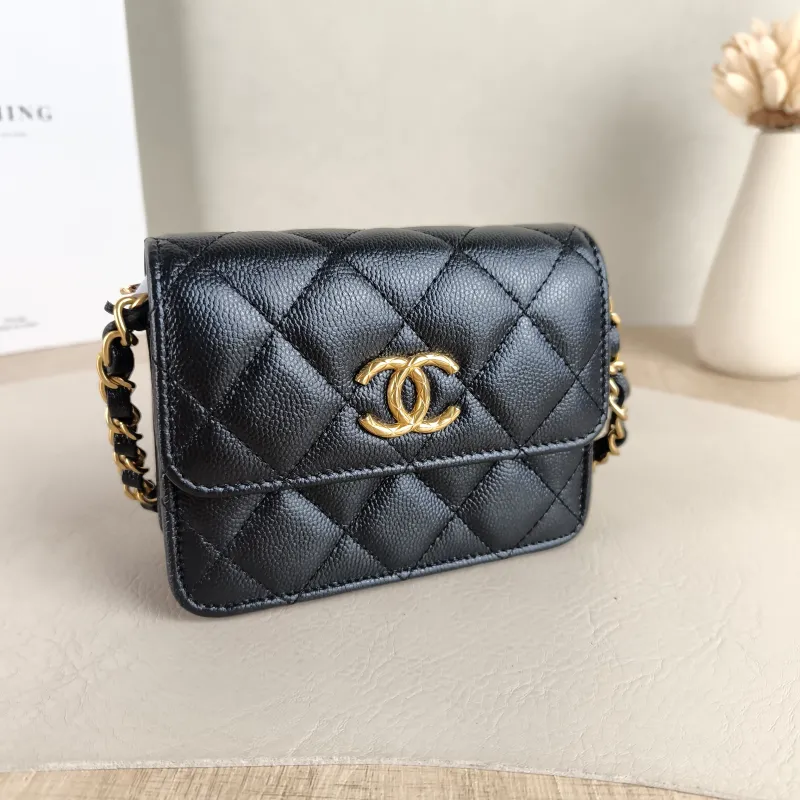 Chanel Crossbody Bag C logo woc Crossbody Bag Black Grained Calfskin One Size 13 × 5.5 × 10 cm — cover view 5 of 5