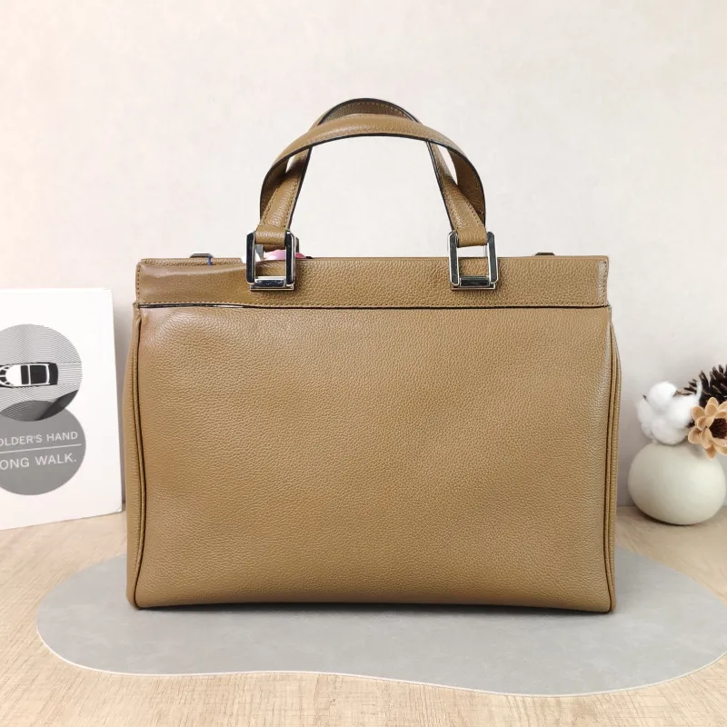 GUCCI Top Handle Bag Top Handle Crossbody Bag Brown Calfskin One Size 34 × 12 × 26 cm — cover view 3 of 5