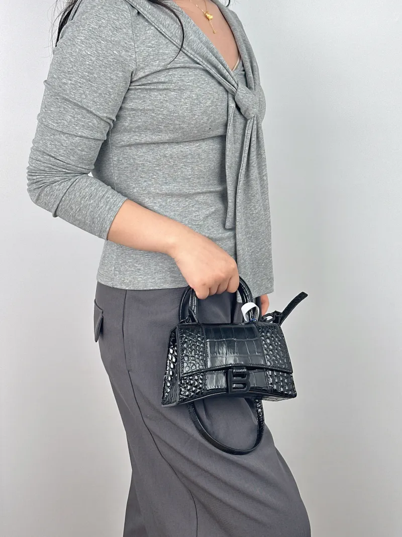 BALENCIAGA Crossbody Bag Hourglass Hourglass Bag Black Calfskinmini19 × 5 × 12 cm — on-model view 1 of 2