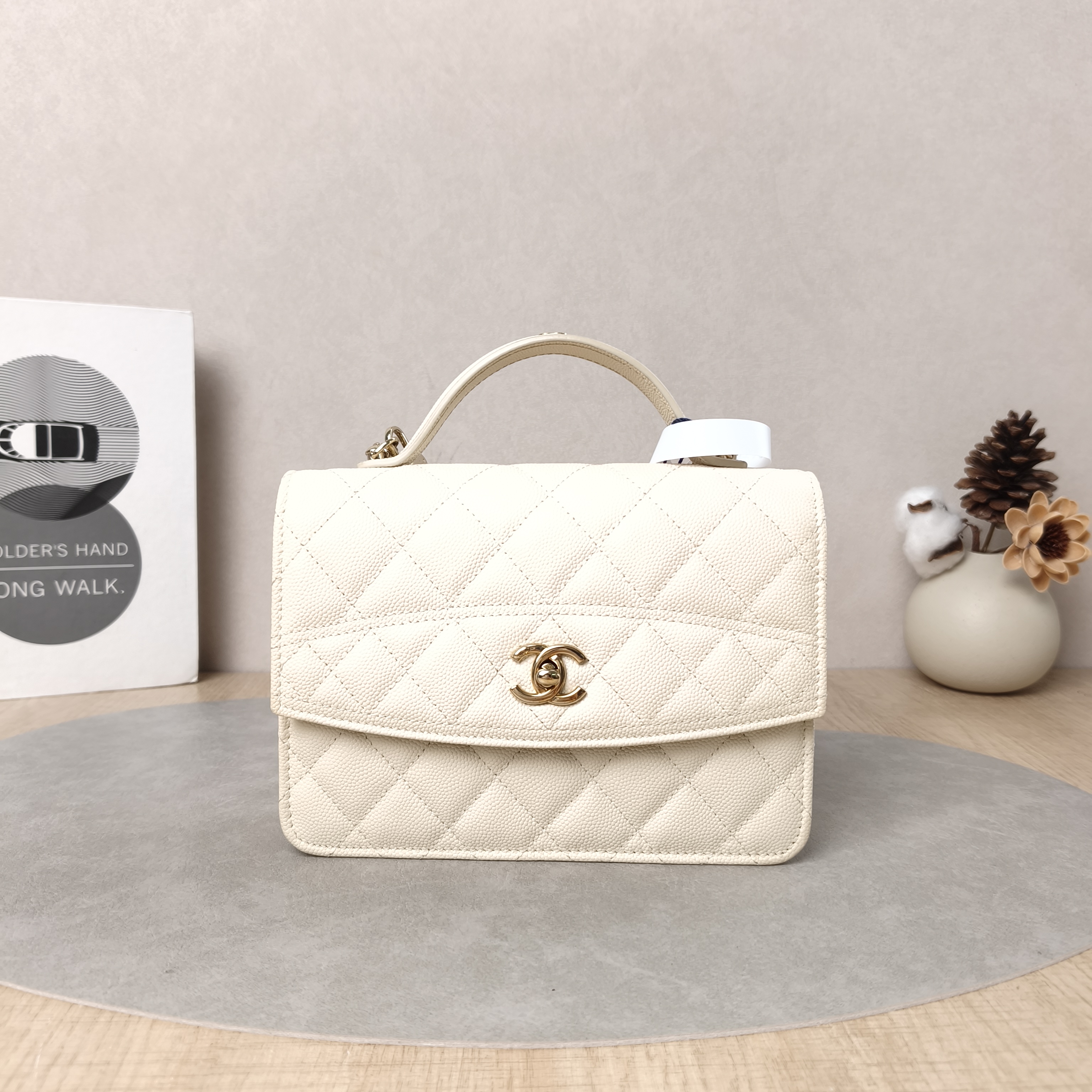 Chanel Backpack Backpack Beige Grained Calfskin One Size18.2 × 5 × 14 cm