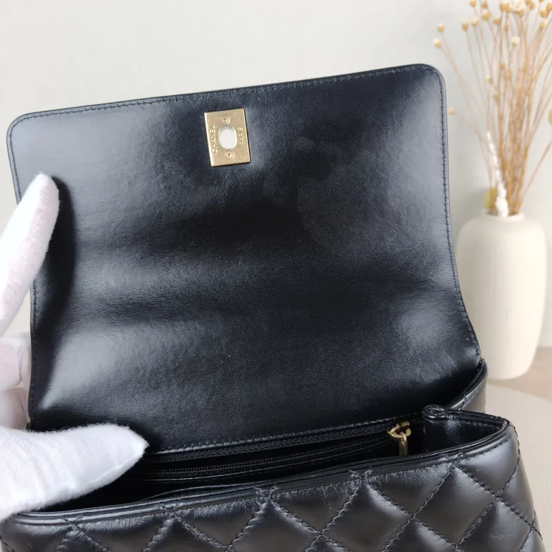 Chanel Crossbody Bag Coco Handle​ Woven Black Calfskin Small24 × 10 × 14 cm — detail view 14 of 14