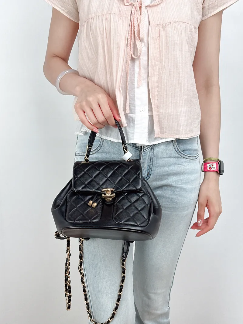 Chanel Crossbody Bag23k Backpack Black Lambskin One Size23 × 12 × 20 cm — on-model view 1 of 3