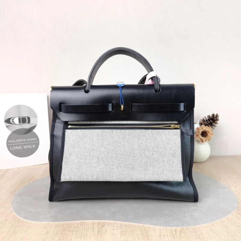 Hermès Crossbody Bag Herbag 31 Black Canvas Medium 30.5 × 11 × 25.5 cm W — cover view 2 of 5