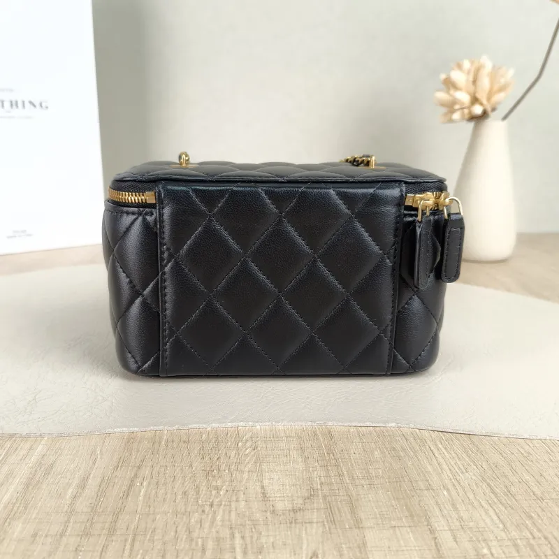Chanel Crossbody Bag Edition Box Bag Cosmetic Bag Black Lambskin 16 × 8 × 9.5 cm — cover view 4 of 5