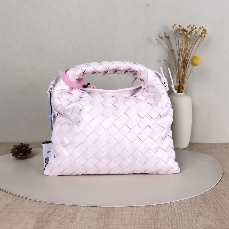 Bottega Veneta Top Handle Bag Hop Woven Top Handle Crossbody Bag Pink Calfskin One Size 24*24