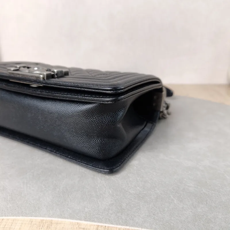 Chanel Crossbody Bag Le Boy​ Black Grained Calfskin Small 20.5 × 8.5 × 12 cm — detail view 13 of 13