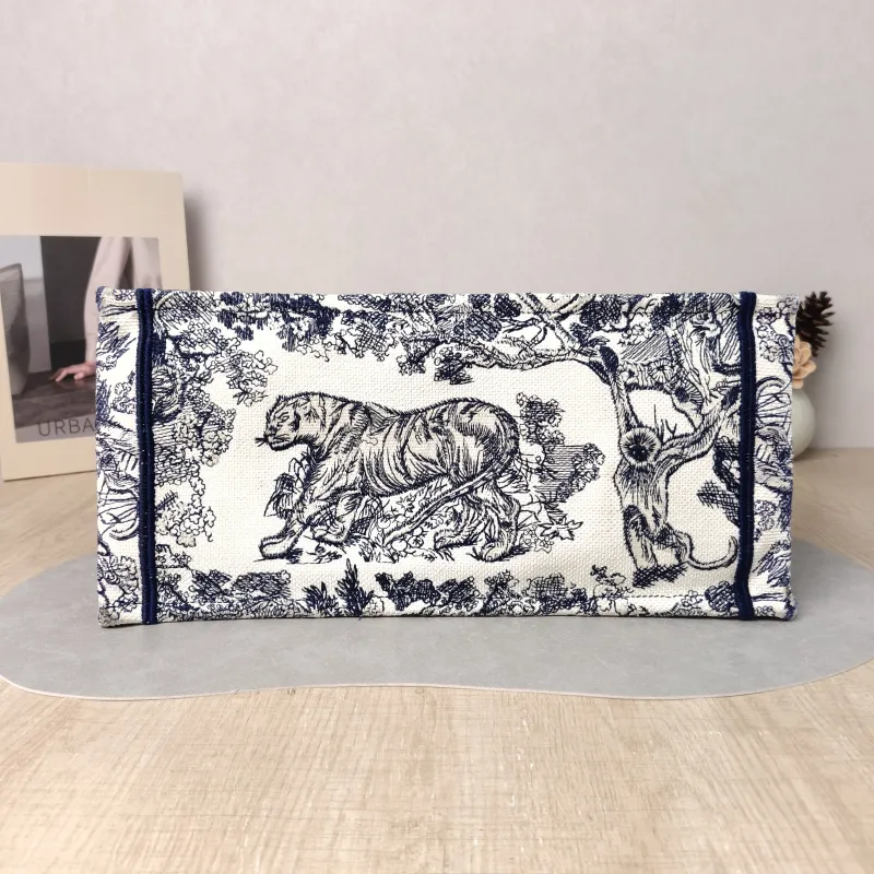 DIOR Top Handle Bag Book Tote Collection · White Blue Canvas Medium 36 × 16.5 × 27.5 cm — cover view 2 of 5