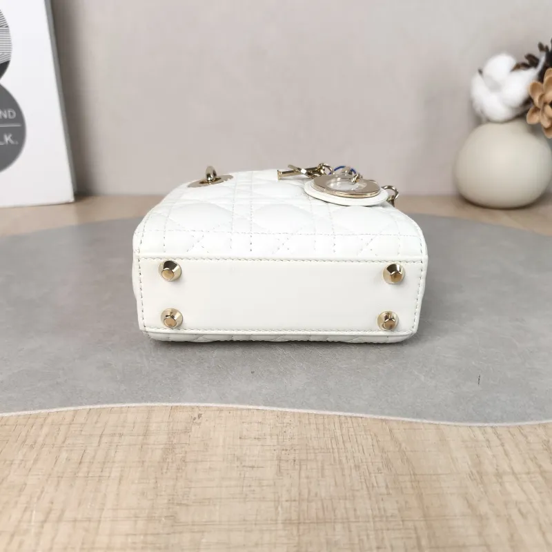DIOR Crossbody Bag Lady Lady Dior Bag White Lambskin Mini 12 × 5 × 10 cm — cover view 4 of 5