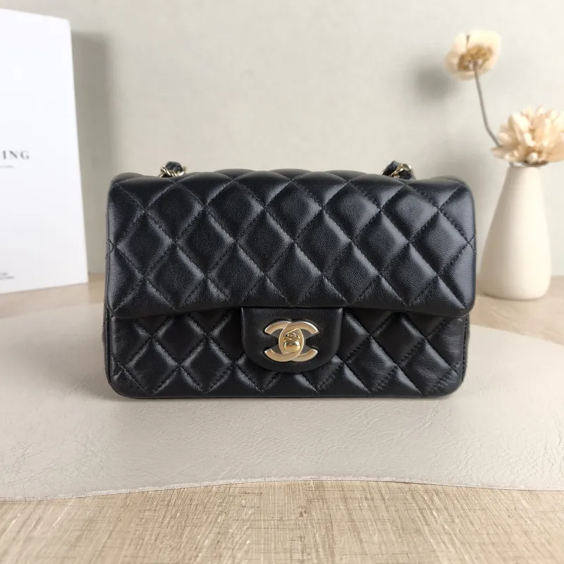 Chanel Crossbody Bag Classic Flap Large Mini CF Mini Black SL ambskin mini 20 × 6 × 12 cm