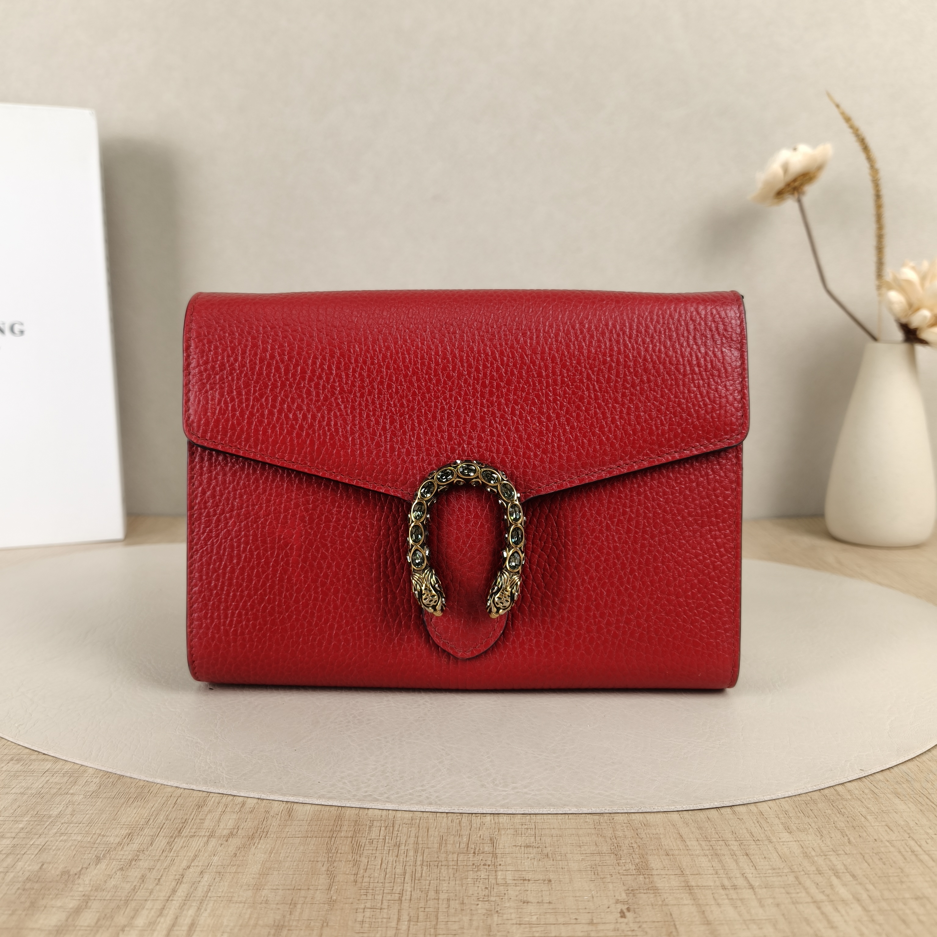 GUCCI Shoulder Bag Dionysus Red Calfskin WOC Mini20 × 4 × 14 cm