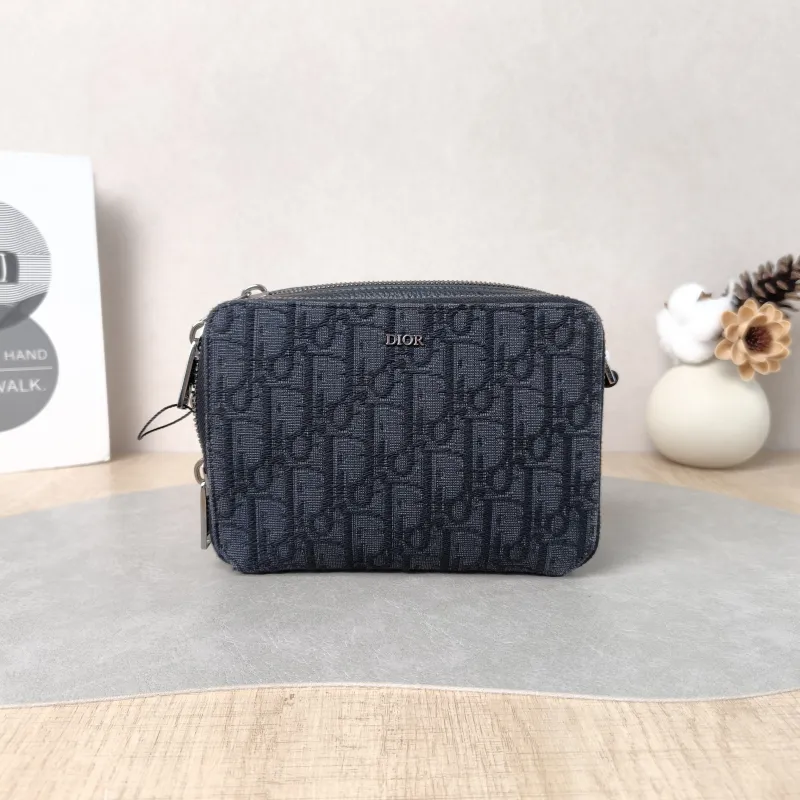 DIOR Shoulder Bag Oblique Jacquard Camera Bag Blue 17.5 × 5.5 × 12.5 cm
