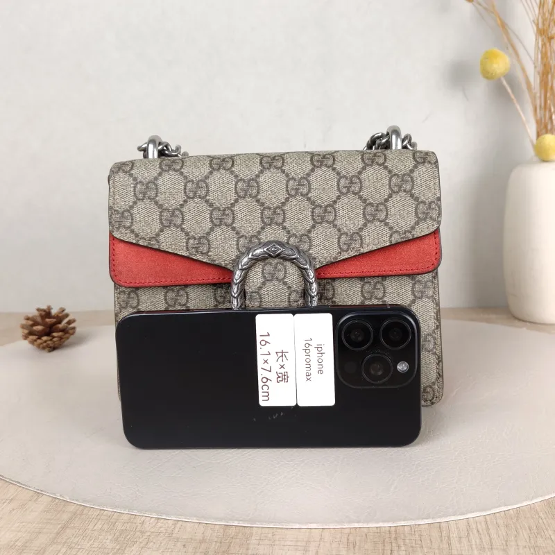 GUCCI Crossbody Bag Dionysus Monogram Red PVC Mini 20 × 5 × 15.5 cm — cover view 2 of 5