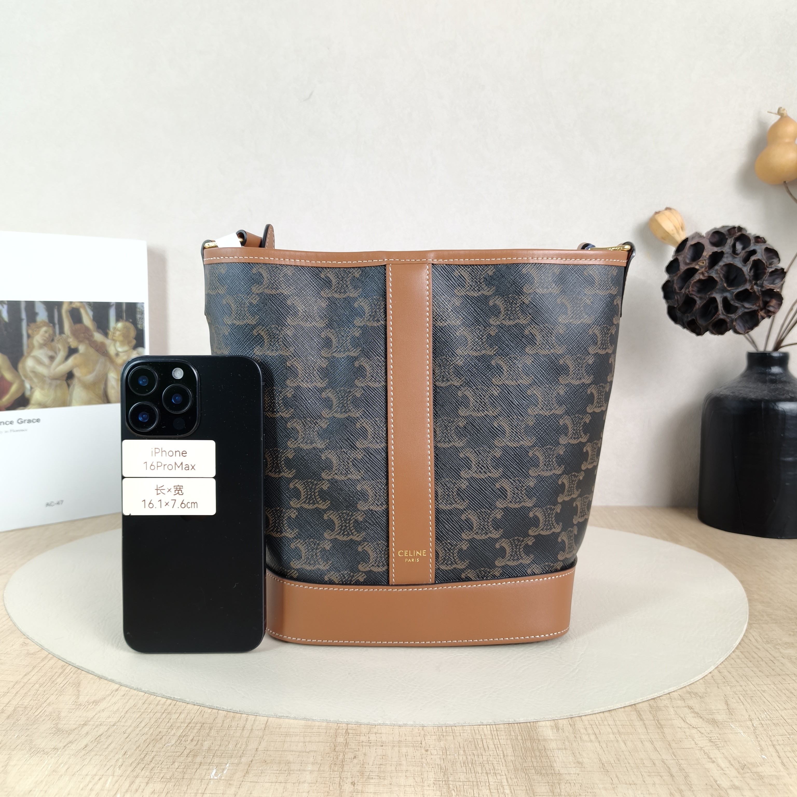CELINE Crossbody Bag Triomphe Bucket Bag Monogram PVC Small22 × 13 × 26 cm — cover view 4 of 5