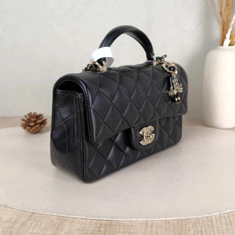 Chanel Crossbody Bag cf mini Edition Black Lambskin mini 20 × 6 × 12 cm — cover view 3 of 5
