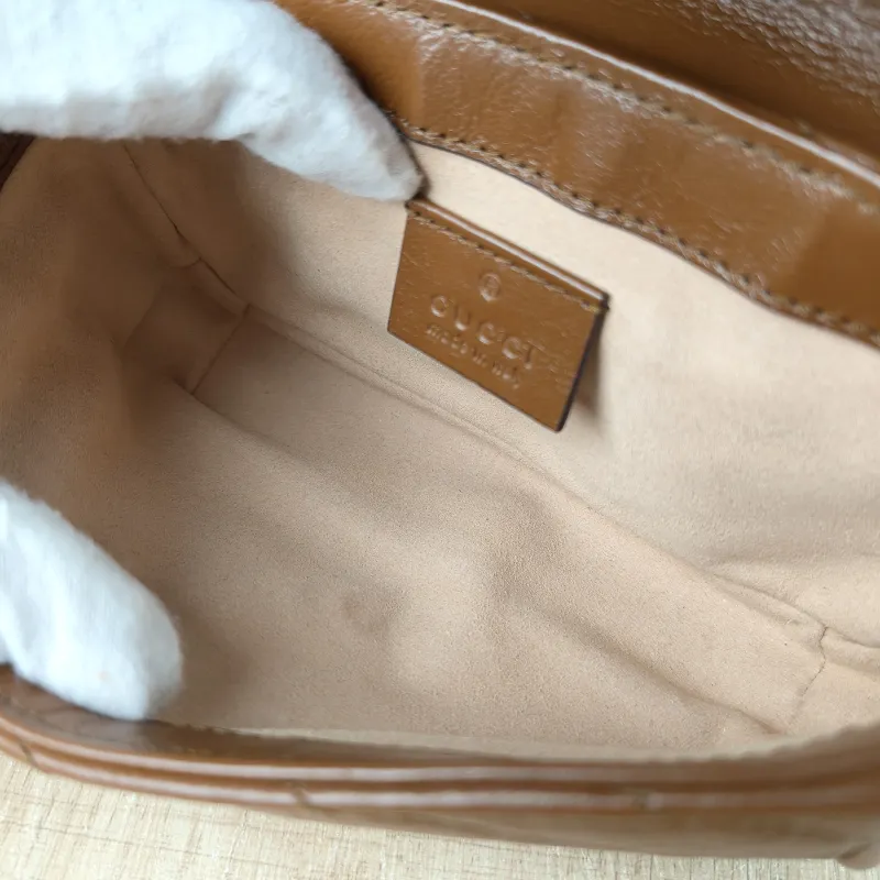 GUCCI Crossbody Bag GG Marmont Mini Marmont Mini Caramel Calfskin Mini 16.5 × 4.5 × 9.5 cm — detail view 8 of 10