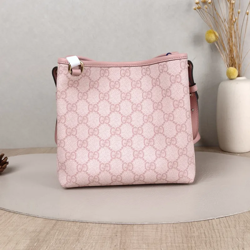 GUCCI Crossbody Bag GG Emblem Pink PVC Small 19 × 11 × 18 cm