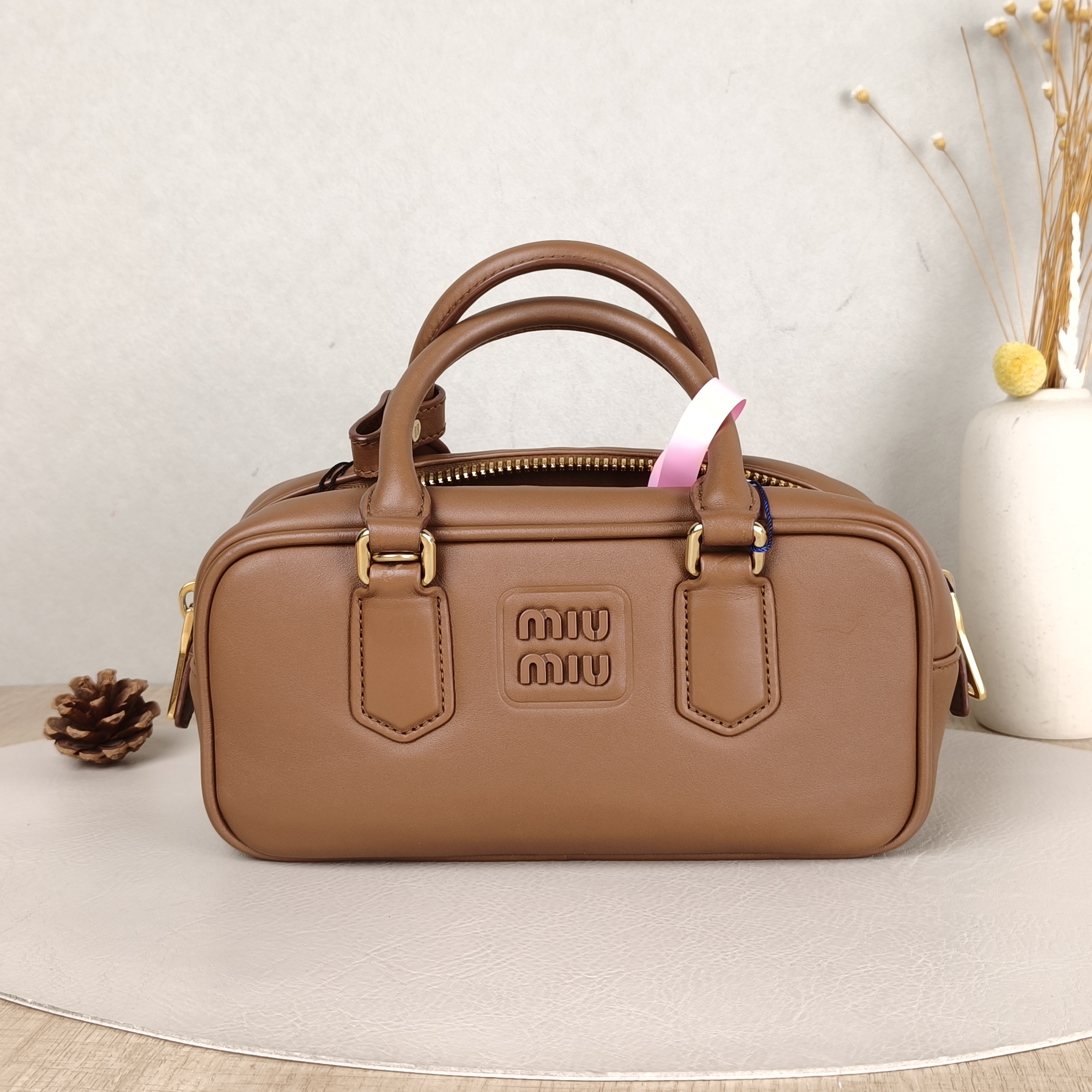 Miumiu Top Handle Bag Arcadie Collection Bowling Bag CC alfskin Medium22 × 7.5 × 10.5 cm