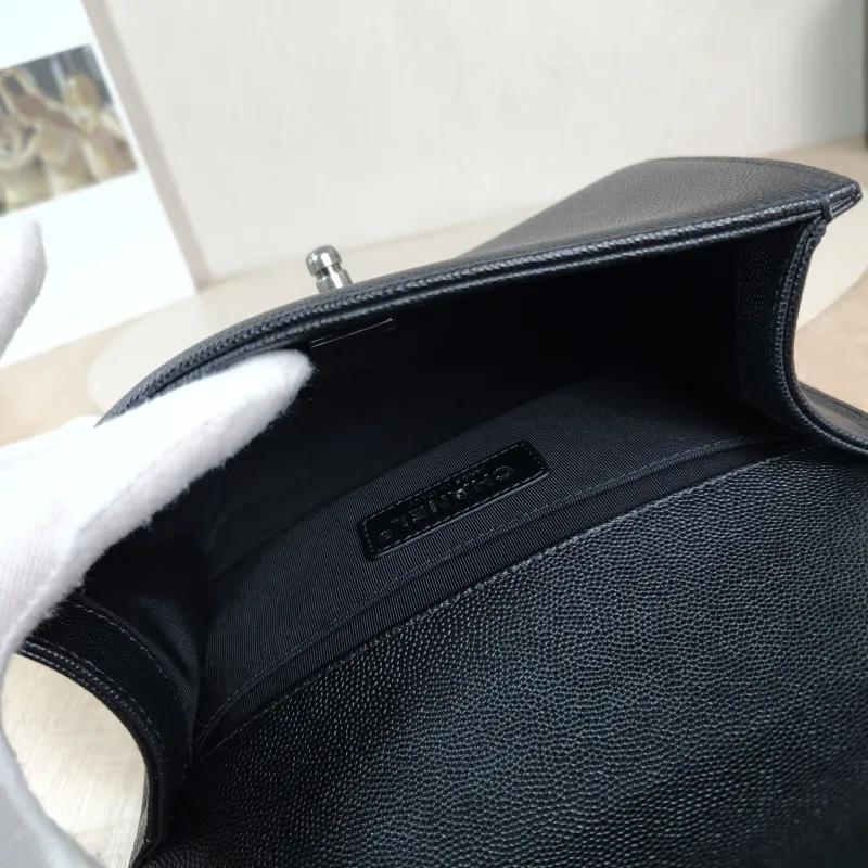 Chanel Crossbody Bag Le Boy​ Black Grained Calfskin Small 20.5 × 8.5 × 12 cm — detail view 6 of 12
