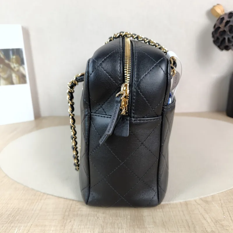 Chanel Crossbody Bag Bowling Bag Black Lambskin One Size 31 × 9 × 19 cm — detail view 9 of 10