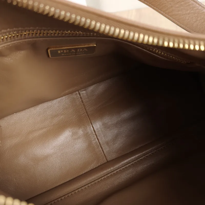 PRADA Shoulder Bag Aimée Brown Calfskin 31 × 9.5 × 18 cm — detail view 6 of 12