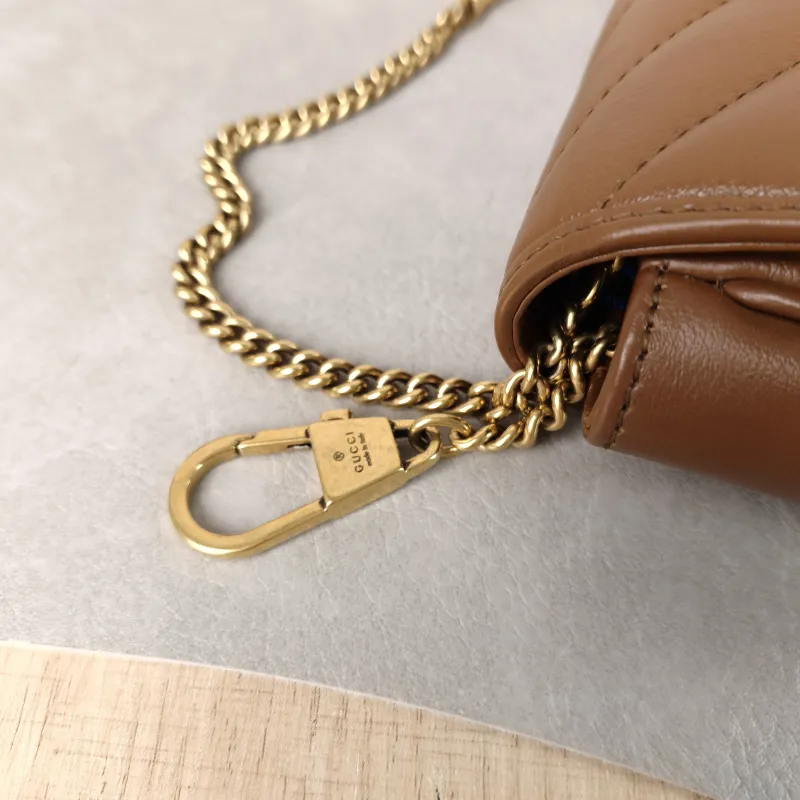 GUCCI Crossbody Bag GG Marmont Mini Marmont Mini Caramel Calfskin Mini 16.5 × 4.5 × 9.5 cm — detail view 4 of 10