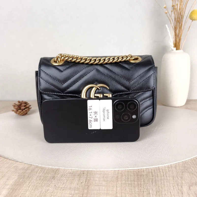 GUCCI Crossbody Bag GG Marmont Small Marmont 22 Black CC alfskin Small 22 × 6 × 13 cm — cover view 6 of 6