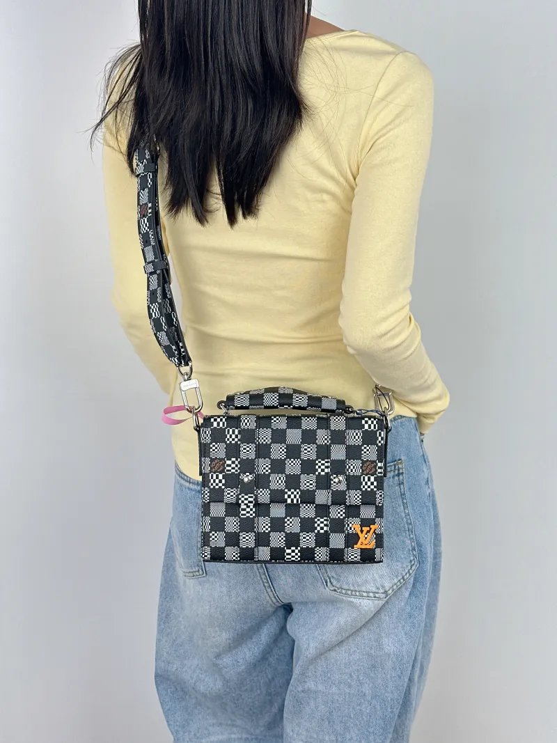 Louis Vuitton Crossbody Bag Flap Soft Trunk Messenger Bag Colorblock PVC One Size 20 × 5.5 × 16 cm — on-model view 3 of 3