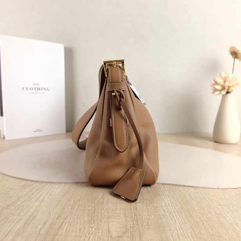 PRADA Shoulder Bag Aimée Brown Calfskin 31 × 9.5 × 18 cm — detail view 12 of 12