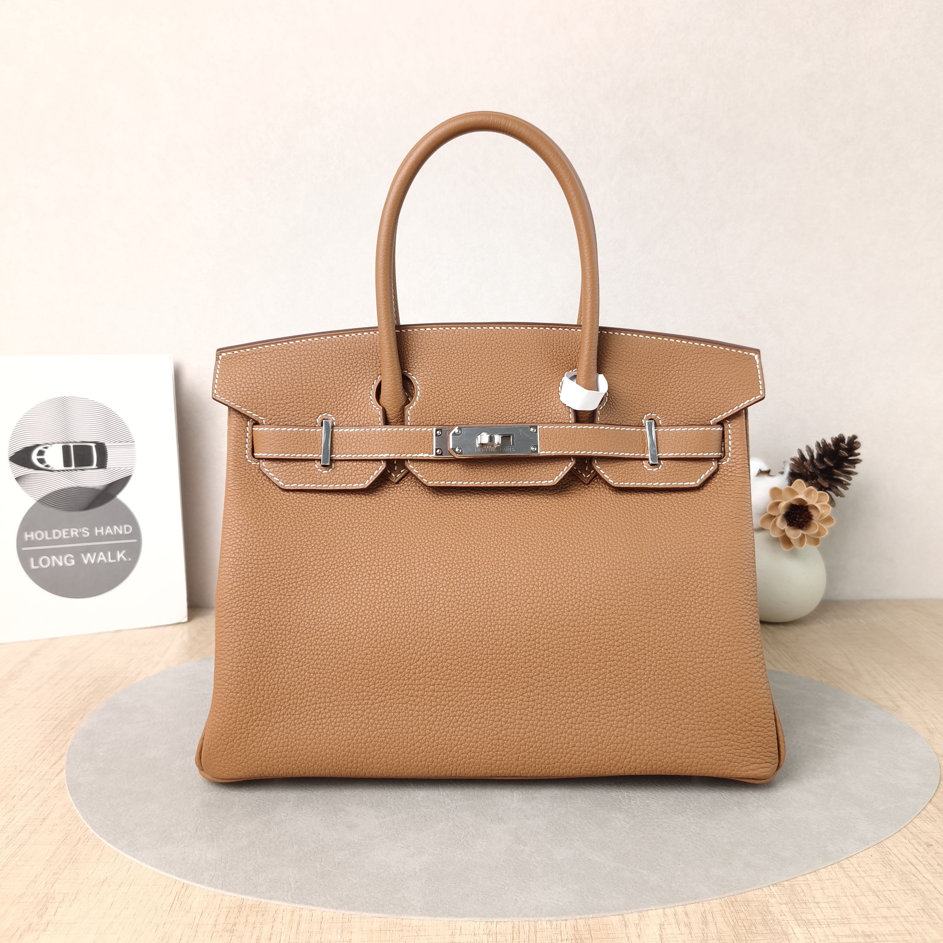 Hermès Top Handle Bag Birkin 30 Silver-Tone Hardware 37 Brown Togo Calfskin Medium 30 × 16 × 22 cm G
