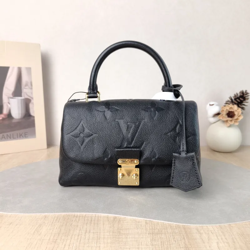 Louis Vuitton Crossbody Bag MADELEINE Black Empreinte Embossed Calfskin BB 24 × 8.5 × 17 cm