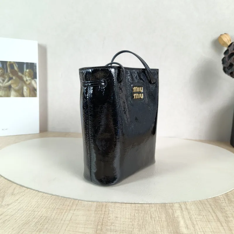 Miumiu Crossbody Bag logo Black Waxed Leather One Size 14 × 6 × 17.5 cm — cover view 3 of 6