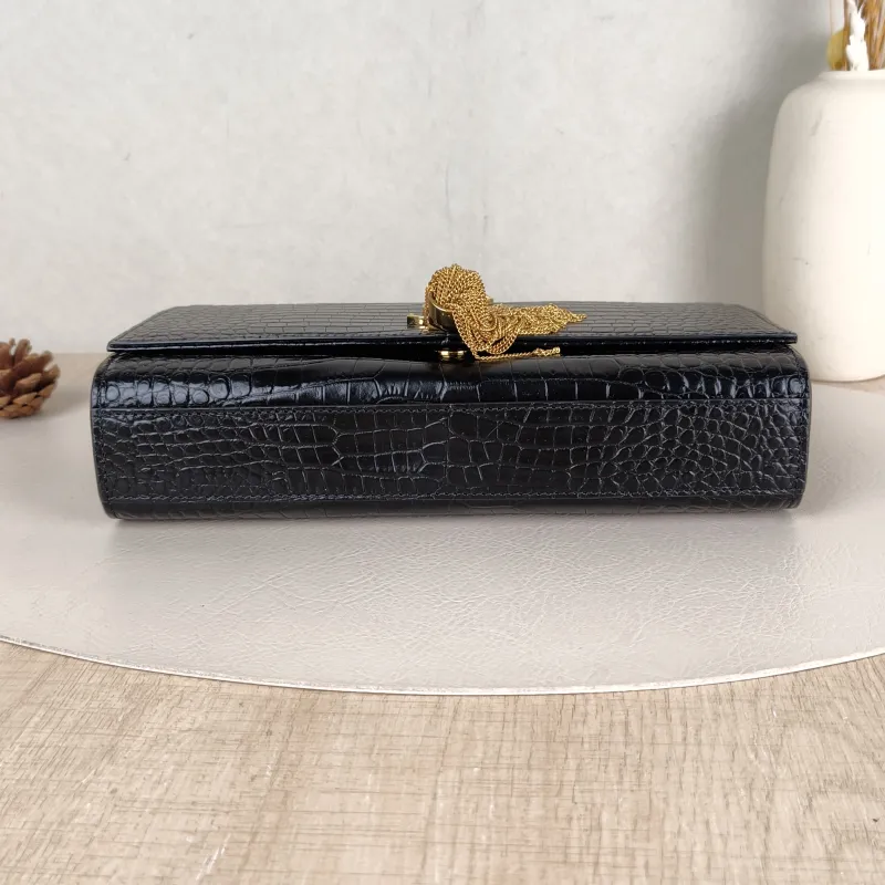 SAINT LAURENT Crossbody Bag KATE Edition Black Calfskin Medium 24 × 5.5 × 14.5 cm — cover view 3 of 5
