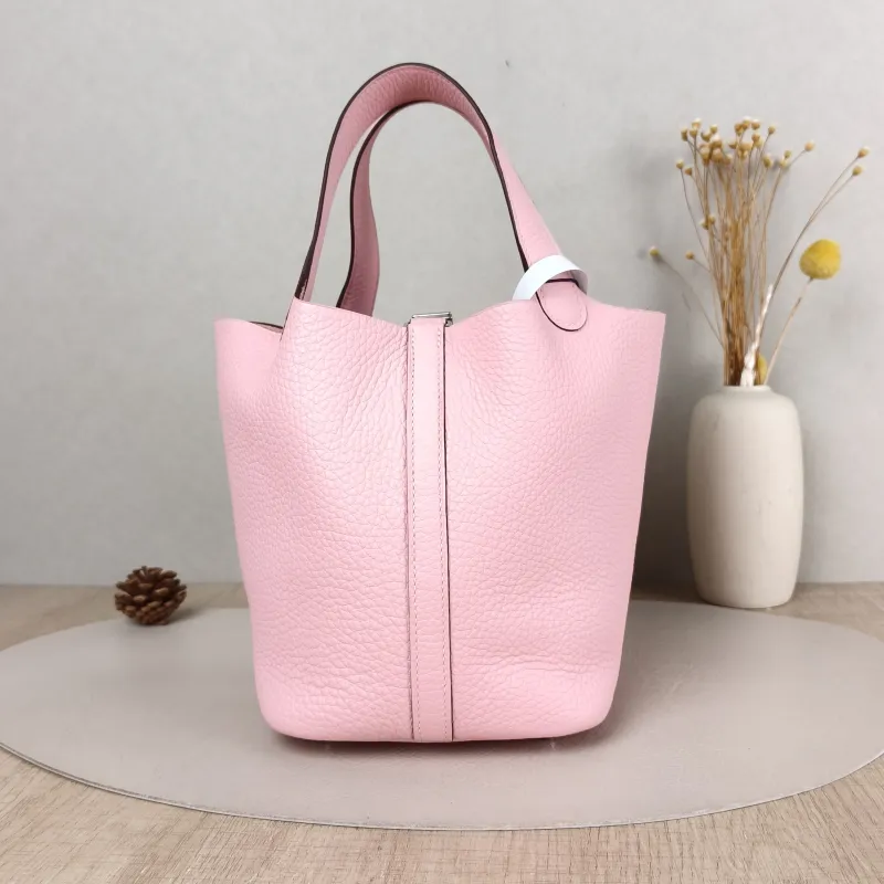 Hermès Top Handle Bag Picotin Lock 18 18 Pink Taurillon Clemence TC Calfskin Small 18 × 13 × 18 cm K — cover view 3 of 6
