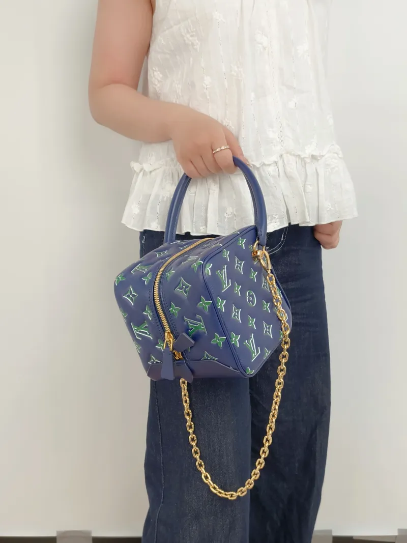 Louis Vuitton Top Handle Bag Square Blue Calfskin One Size15 × 15 × 15 cm — on-model view 2 of 3