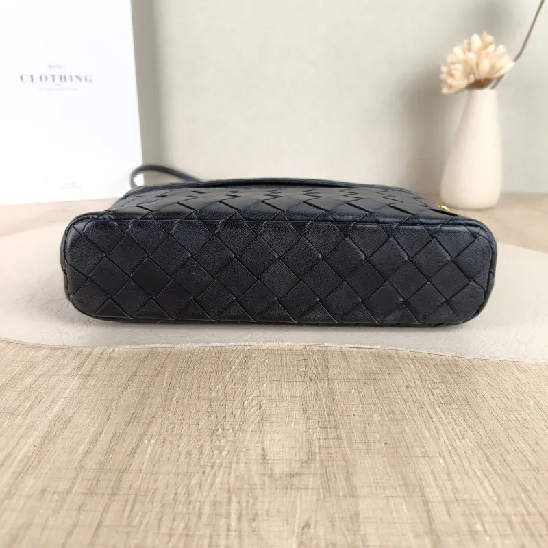 Bottega Veneta Top Handle Bag Woven Top Handle Bag Black Calfskin One Size 23 × 5.5 × 13 cm — cover view 2 of 5