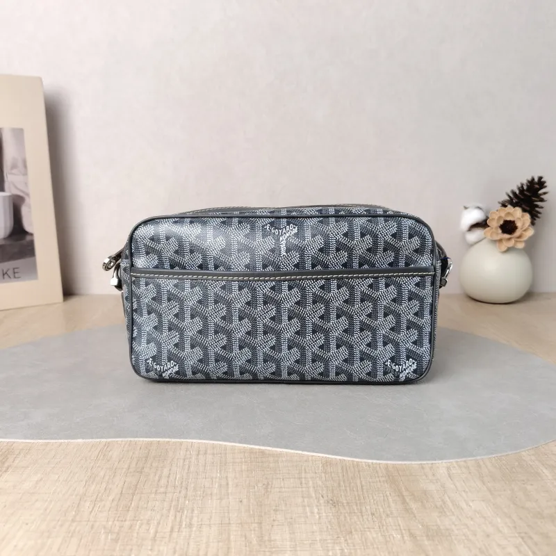 GOYARD Crossbody Bag Cap Vert Camera Bag Grey PVC Small 22 × 6.5 × 13 cm