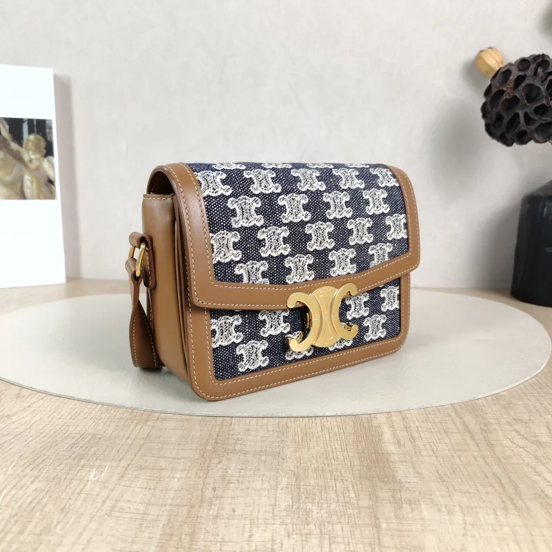 CELINE Crossbody Bag Teen Triomphe Blue Brown Small 18.5 × 6 × 14 cm — cover view 2 of 5