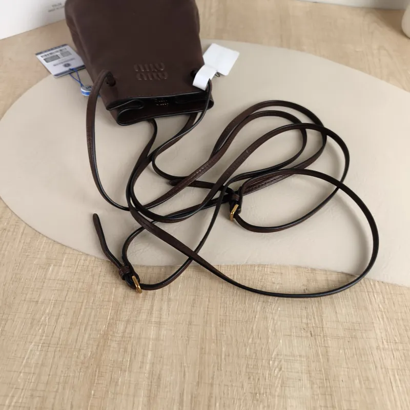 Miumiu Crossbody Bag logo Brown Lambskin One Size 14 × 6 × 16.5 cm — detail view 3 of 8