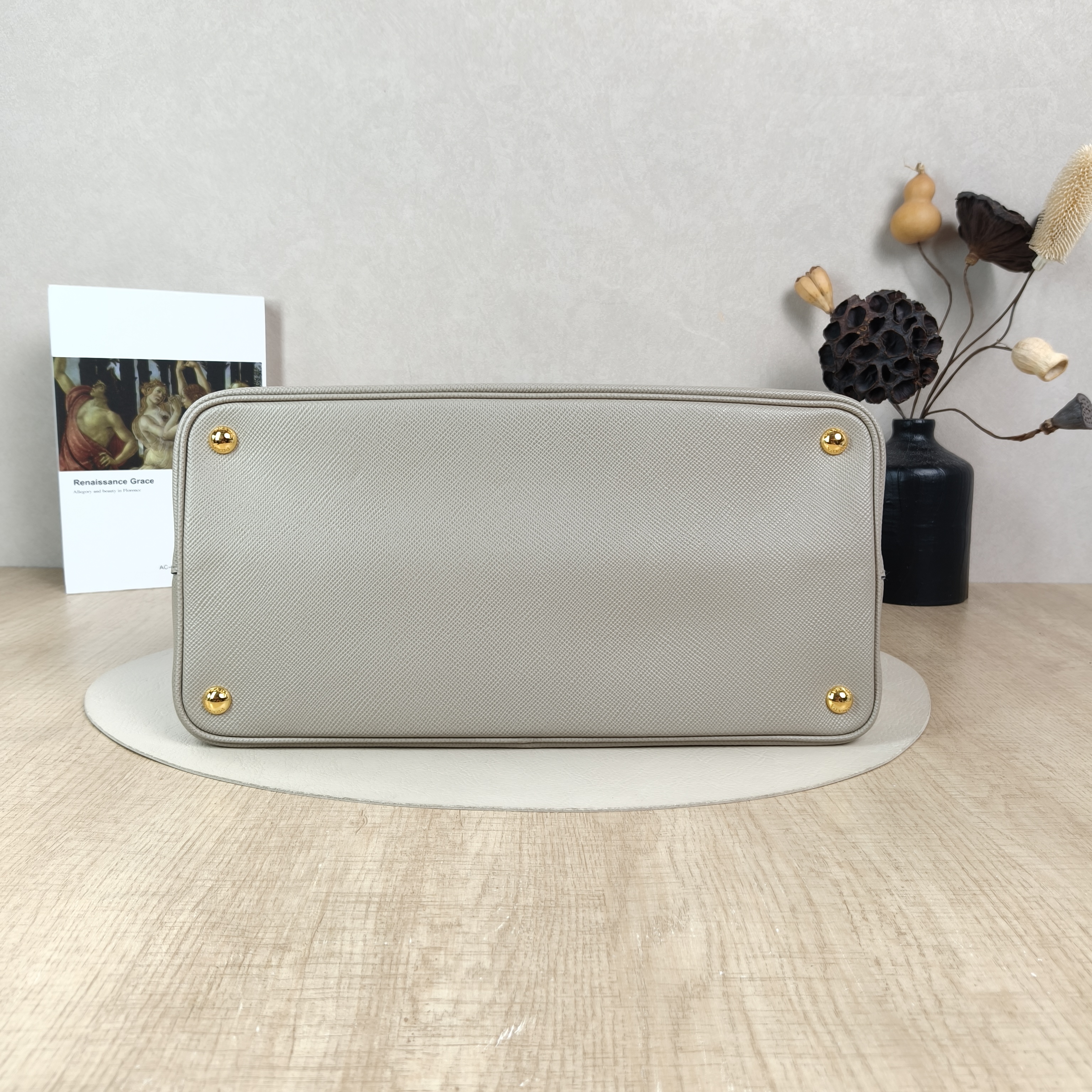 PRADA Shoulder Bag Double Saffiano Tote Bag Grey Embossed Calfskin Large35 × 18 × 27 cm — cover view 6 of 6