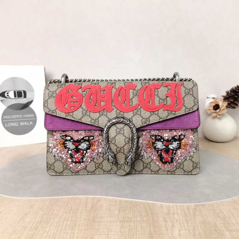 GUCCI Crossbody Bag Dionysus Monogram PVC Medium 28 × 9 × 17 cm